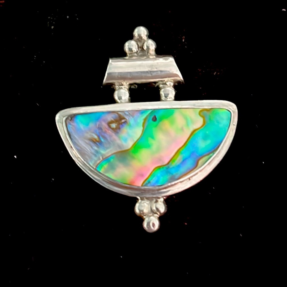 Abalone and 14K White Gold Plated Pendant